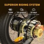 Knight Electric Bike for Adults 1200W Peak Motor Up to 20 MPH 60 Miles,600wh Removable Battery,Folding 20" x 4.0" Fat Tire Electric Bicycle Dual Shock Absorber Ebikes for Adults - Image 2