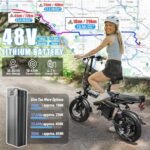 Folding Electric Bike for Adult 600W Peak Brushless Motor Ebike,14” Tire,10AH/17.5AH/23.4AH/30AH Removable Battery,20MPH Max Speed,Commuter Ebike for Adults & Teens - Image 3