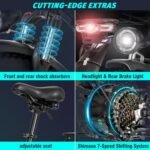 Electric Bike for Adults, 1500W 36MPH Ebike,26'' X 4.0 Fat Tire Beach Mountain Bikes 48V 20AH BMS Battery Adult Commute Electric Bicycles Shim 7-Speed UL2849 - Image 5