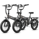 Jasion EB7 2.0 Electric Bike for Adults, 1200W Peak Motor 28MPH Max Speed Folding Ebike, 48V 10AH Removable Battery, 20" Fat Tire with Dual Suspension, 7-Speed Electric Bicycles, UL Certifiled