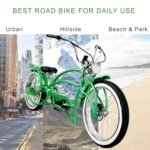 Tracer Beyond Pro 26'' Classic Stretch Chopper EBike with Spring Suspension Classical Fork, disc Brake and hi-Rise Steel Handlebar (Green) - Image 7