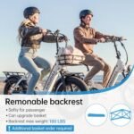 Kingbull Electric Bike, Peak 1000W Motor 48V 15Ah Electric Bike for Adults, 28MPH 60Miles Range Commuter Electric Bicycle, CST 20"x 4.0" Electric Bicycle - Image 5