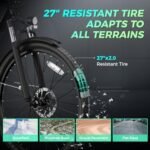 C2 Electric Bike Adults, 1100W BAFANG BLDC Motor & 48V 499WH BatteryAdult Electric Bike, 27"' Fat Tire Electric Bike, 28MPH, 7-Speed, 60Miles Range with Charging Port with Pannier Bag - Image 5