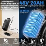 Ronson Adult Electric Bike,1000W Electric Bike 35MPH, 12-Speed 20" x4.0 Electric Bike Fat Tire,Electric Mountain Bike for Men,48V 20AH Removable Battery E Dirt Bike, Passed UL&GCC Certification - Image 5