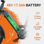 KBO Ranger Electric Bike 750W Cargo Ebike 48V 17.5Ah/840Wh Removable Battery 60Mi+ Range 400LBS Payload Capacity 20"x3" Fat Tire ebike 25mph 86Nm 7-Speed Cargo Bicycle 0-5 Level Pedal Assist - Image 2