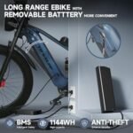 2000W Electric Bicycle for Adults- Moped Style Ebike with 1144WH Battery Pack up to 50 Miles 37MPH, 26" Fat Tire, 7-Speed, 6-Layer Suspension - Image 5