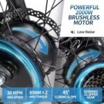 Folding Electric Bicycle for Adults, 20'' Fat Tire Ebike with 23AH Removable Battery, 2000W 32MPH Commuting Bike - Image 5