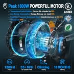 1800W Electric Bike for Adults, 48V 25Ah Samsung Cells Battery Max Range 105Miles & 35MPH Electric Bicycle, 26''×4.0" Fat Tire Ebike, Full Suspension Off Road Beach Commute Mountain E-Bike, UL 2849 - Image 2