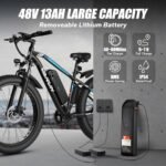 VARUN E Bikes for Men - Peak 750W Ebikes for Adults - Fat Tire Electric Bike Up to 25MPH 60+ Miles with 48V 13AH Removable Battery - 26" Electric Mountain Bike Features 7-Speed, Lockable Suspension - Image 6