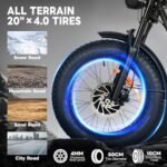 Updated 2000W Electric Bicycles for Adults with 20Ah 48VRemovable Battery 34MPH 50-80Miles Electric Mountain Bike with 7 Speed Hydraulic Disc Brake 20"×4.0 Fat Tire Ebike-Black - Image 5