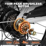 Core Electric Bike for Adults -468Wh Removable Built in Battery, Peak 500W Brushless Motor Mountain Ebike, 26X2.1 Tire Bicycle with 7 Speed, Max 50 Miles,White with Guards&Rack - Image 3