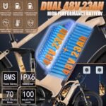 PHILODO Electric Bike for Adults, Dual Motor Fat Tire Ebike 2 * 1000W Dual Battery Electric Bicycles 48V 46AH with Full Suspension Hydraulic Disc Brakes 35MPH - Image 2