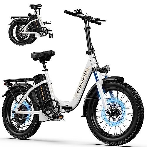 Version 1.0.0 SOHAMO S3 Electric Bike for Adults, 1100W Peak Brushless Moter, 28Mph Foldable Electric Bicycles with 48V 15/20Ah Removable Battery, Max Up to 40/60Miles, 20" Fat Tire Ebike for Road, Sand, Mountain - Image 1