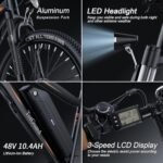 Wooken Electric Bike for Adults with Peak 750W Motor, 27.5'' Ebike with 48V 499WH Removable Battery, Up to 55Miles Electric Mountain Bike, 21.6MPH Adults Electric Bicycle with LCD Display, 21 Speed - Image 4