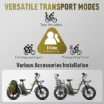 20X4'' Fat Tire Step-Thru Electric Bike 750W Cargo Ebike, 400lbs Payload,48V 15AH Removable Battery, Ebike up to 28MPH, Hydraulic Brake, 7-Speed Electric Bike for Adults with UL - Image 3