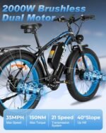 2000W Dual Motor Ebike for Men Women,35 MPH E-Bike 48V 20Ah Removable Battery 86Mile,All Terrain 26" Fat Tire Electric Bike for Adult with Dual Hydraulic Brake,21 Speed,Lockable Suspension - Image 4