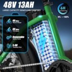 VITILAN 1056W Peak Electric Bike for Adults, U3 20" Fat Tire Electric Bicycle, 48V 624Wh Removable Battery, Max Range 80 Miles & 28Mph, 7 Speed Step Thru Ebike with Dual Suspension - Image 3