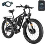 2000W Dual Motor Electric Bike for Adults, Full Suspension AWD Ebike, 35MPH 48V 22.4Ah Fat Tire Mountain Hunting E bikes, 26'' Hydraulic Disc Brake Adult Electric Bicycles for Men & Women