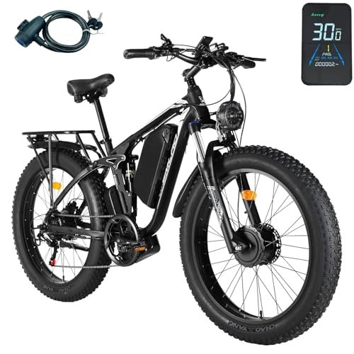 Version 1.0.0 2000W Dual Motor Electric Bike for Adults, Full Suspension AWD Ebike, 35MPH 48V 22.4Ah Fat Tire Mountain Hunting E bikes, 26'' Hydraulic Disc Brake Adult Electric Bicycles for Men & Women - Image 1