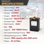 36V/48V/52V/60V/72V Ebike Battery 8AH 10AH 20AH 30AH-60AH Lithium ion/LiFePO4 Battery Pack with Charger for 200W-4000W Motor，Electric Bike,Scooter,Motorcycle - Image 2