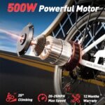 Electric Bike, 24'' Electric Bike for Adults, 500W Ebike with 48V 20AH Removable Battery, Front Suspension and Commuter Electric Bicycle for Adults,City Electric Bicycle Up to 50 Miles - Image 5