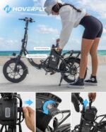 Hoverfly 16" Electric Bike, Max Range 25Miles(Pedal-assist)&Max Speed 15.5Mph, 350W Folding E-Bike with Removable Battery, Front Suspension &Adjustable Seat, Commuter Electric Bicycle for Adults White - Image 6