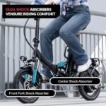 S14/S16 Electric Bike for Adults, Max 19/22 MPH Speed & 28/50 Miles Range (PAS), 500W/750W Peak Motor and Lightweight & Portable, Shock Absorbers Electric Bicycle, Foldable ebike for Adults - Image 4