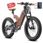 P5 Electric Bike Upgraded Peak 1000W Motor Mountain ebike for Adults 48V 20Ah Removable Battery 24 * 4.0 Fat Tire 32MPH Full Suspension Adult Magnesium Alloy, Brown