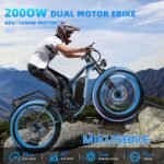 3000W Peak Dual Motor Electric Bike for Adults,2000W 48V 22Ah Battery E-Bicycle,35MPH & 60Miles, 26''Fat Tire Off Road Mountain All Terrain Commuter E-Bike,Full Suspension,Hydraulic Disc Brake Ebike - Image 5