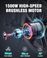 1000W Electric Bike for Adults,30MPH 30-70Miles 48V 15AH Removable Battery Ebike 20" x 4.0 Fat Tire Beach Mountain Commuting Electric Bicycles 2 Seater W/Fork Suspension UL2849 - Image 2