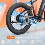 UDON BEEMONE Electric Bike for Adults, 1000w Brushless Motor Ebike, 26" x 4.0 Fat Tire, Electric Bikes with 48V/20Ah Removable Battery, 30-80Miles, 28MPH Peak 7 Speed - Image 3