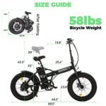 ECOTRIC Electric Bike 500W Folding Ebike 20" Fat Tire Foldable Electric Bicycle 48V 12.5AH Lithium Removable Battery Beach Snow Mountain E-Bike Commute Ebike for Adults Shimano 7-Speed - Image 6