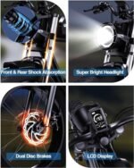 Electric Bike for Adults, 1500W 32MPH,48V 23AH,Max 75Miles Electric Motorcycle 20" Fat Tire Dirt Bike, 7-Speed E-Bike Dual Shock Absorber All-Terrain E Bike for Mountains, Snow, Sand, Road - Image 5