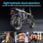 Electric Bike for Adults, 500W Peak Motor, 25MPH 35Miles Rang Folding Commuter E Bike with Full Suspension, 48V 15AH Battery Adult Electric Bicycles for Men Women, 14" Tires, LCD Display - Image 4