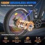 FREESKY Eurostar Ultra Electric Bike for Adults 1500W, 90 Miles & 48V 23Ah Removable Battery Ebike, 26" Fat Tire Adult Electric Bicycle, 35MPH Full Suspension Mountain Beach E Bike Off-Road E Bicycle - Image 2