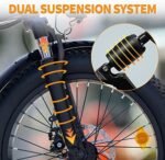 Jasion EB7 2.0 Electric Bike for Adults, 1200W Peak Motor 28MPH Max Speed Folding Ebike, 48V 10AH Removable Battery, 20" Fat Tire with Dual Suapension, 7-Speed Electric Bicycles, UL Certifiled - Image 3