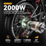 Auloor S4 Electric Bike,2000W Motor(3000W Peak) with 48V 25Ah Battery,70+ Miles Long Range, 30Mph Fat Tires Ebike, All-Terrain, Ideal for Commuting, Off-Road, Unisex E-Bike - Image 2