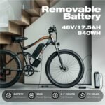 27.5" Electric Bike for Adults, Peak 1000W 32Mph Electric Mountain Bike with 17.5Ah 48V Battery, 70 Miles Electric Bicycle with 7 Speed Gears, Full Suspension System Ebike for Commuter - Image 3