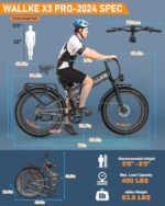 W Wallke X3 Pro Electric Bike 2000W Dual Motor/1200W Full Suspension 1056WH Foldable 26 Inch Fat Tire Mountain Ebikes Adults 34-35MPH Fast Electric Bicycle APP Control/Smart Display, UL2849 Certified - Image 6