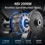 Electric Bicycle for Adult,2000W Motor Electric Bike, 48V 25/30AH Removable Battery, 30MPH, 20" x 4.0 Fat Tire EBike 7 Speed Electric Mountain Bike - Image 2