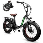 20" Folding Electric Bike,Peak 1200W Fat Tire Ebike 7 Speed Gear with Removable 48V15AH Lithium Battery and Multi-Function Display (Black)
