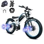 Electric Bike for Adults,2000W, 52V 23Ah Removable Battery, 37MPH, Range 60 Miles, 26 Inch Fat Tire Electric Bike Off-Road Electric Mountain Bike, 7 Speed Full Suspension