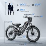 eAhora Romeo Pro1600W Peak 60Ah Electric Bike Long Range Ebike 34Mph/100-200 Miles 26" Fat Tire,E Mountain Bikes Full Suspension, Adult Electric Bicycles with Rear Rack and Basket, UL2849 Certified - Image 6