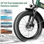Foldable Electric Bike for Adults, 30+MPH, 48V 20Ah Removable Battery up to 80Miles, 20" Fat Tire Peak 1000W Motor Dirt Ebike Adult Electric Bicycle for City Commute Beach Mountain Adventurous E Bike - Image 4