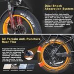 Fat Tire Folding Electric Bike, 48V & 624Wh Lithium Removable Battery, Peak 1100W Brushless Motor, Max Speed 28Mph, M5 Large LCD Display, Suspension, Step-Over/Thru Frame - Image 3