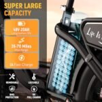 1500W Peak Electric Bike for Adults, 48V 20Ah Removable Battery Max Range 80Miles & 30MPH Electric Bicycle, 20''×4.0" Fat Tire Ebike,Fast Cargo Ebikes,Commute Mountain E-Bike UL Certified - Image 3