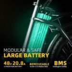 MARS700 Peak 1000W Motor Folding Electric Bike for Adults, 48V 20.8 AH Super Battery Up to 30MPH and 100 Miles, 7-Speed 20" Fat Tire All Terrain Ebike - Image 5