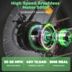 ECOTRIC Electric Bike 500W Folding Ebike 20" Fat Tire Foldable Electric Bicycle 48V 12.5AH Lithium Removable Battery Beach Snow Mountain E-Bike Commute Ebike for Adults Shimano 7-Speed - Image 2