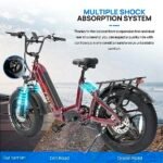 Mimas Folding Electric Bike for Adults 20Ah LG Cell Battery 750W Brushless Motor Cruise Control 80+Miles Long Range Full Suspension 30Mph 20" x4.0 Fat Tire Ebike 7-Speed Commuter Bicycle - Image 5