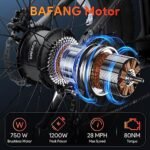 Osoeri 26" x 4" Fat Tire Electric Bike for Adults, 750W BAFANG Motor 48V 16Ah Battery Ebikes, Hydraulic Disc Brakes Dual Shock Absorber 28Mph Shimano 7-Speed Mountain Electric Bicycle - Image 2